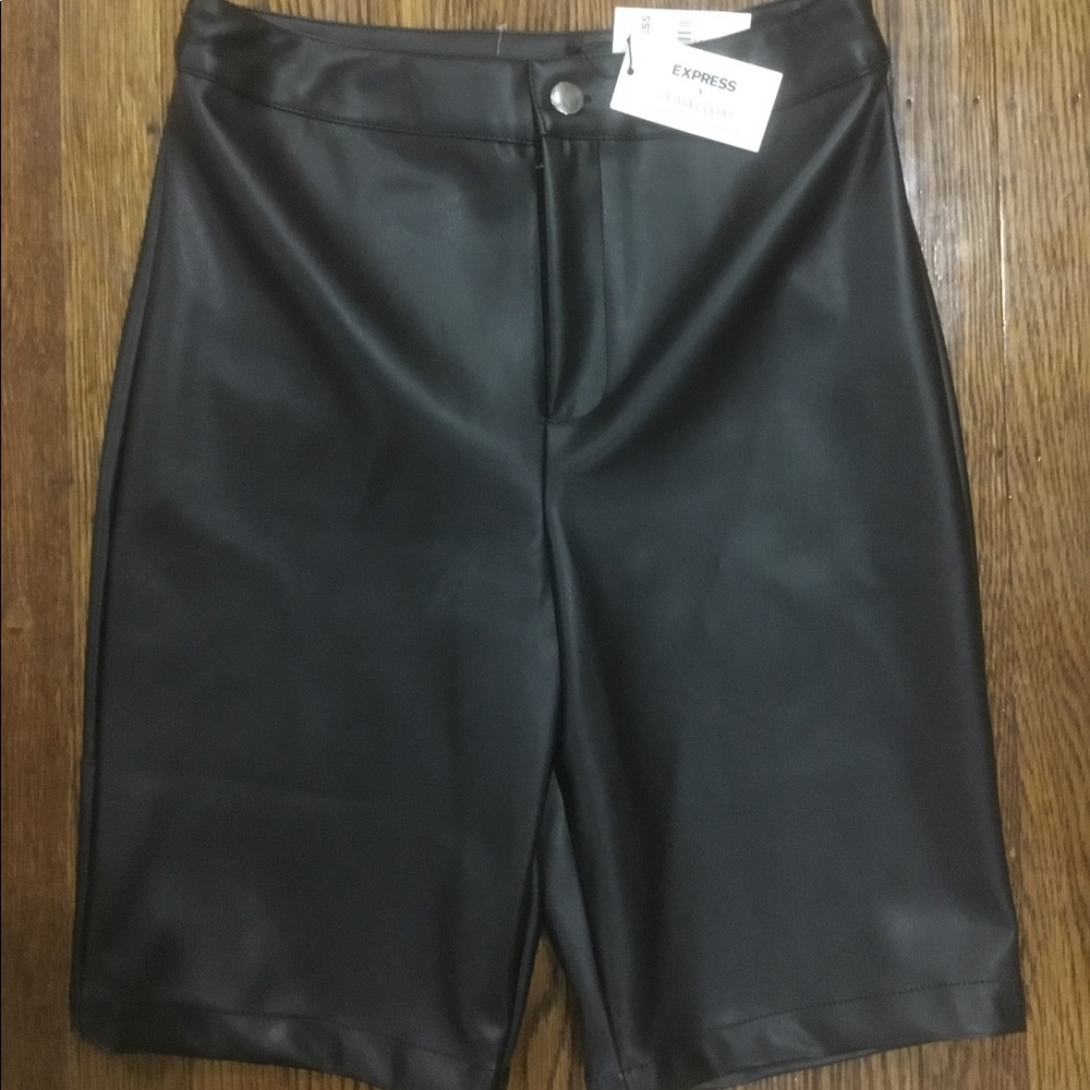 Express x OLIVIA CULPO leather shorts